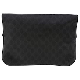 Gucci-Clutch Bag de Lona GUCCI GG PVC Couro Preto 156.02.075 Ep de autenticação1120-Preto