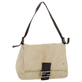 Fendi-FENDI Zucca Canvas Mamma Baguette Bolso de hombro Lona Beige Marrón Auth 49280-Beige,Marrón oscuro