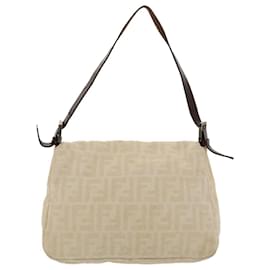 Fendi-FENDI Zucca Canvas Mamma Baguette Sac à bandoulière Toile Beige Marron Auth 49280-Beige,Marron foncé