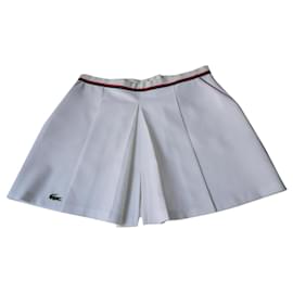 Lacoste-LACOSTE Vintage white tennis skirt T46 fr-White