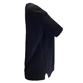 Fendi-Fendi Black Short Sleeved FF Knit Pullover Sweater-Black