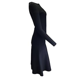Oscar de la Renta-Oscar de la Renta Black 2021 Sequined Laser-Cut Knit Bow Dress-Black