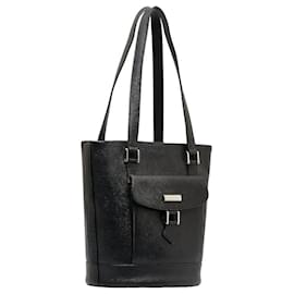 Burberry-Leather Bucket Bag-Black