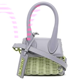 Jacquemus-Jacquemus Brown Mini Le Chiquito Wicker Satchel-Brown,Pink,Beige