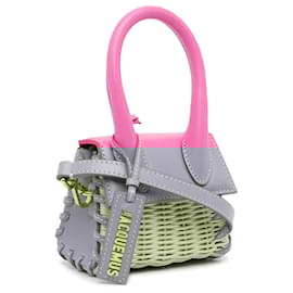 Jacquemus-Jacquemus Brown Mini Le Chiquito Wicker Satchel-Brown,Pink,Beige