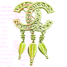 Chanel-Chanel Gold CC Brooch-Golden