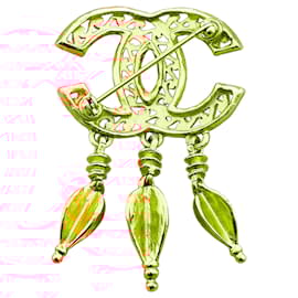 Chanel-Chanel Gold CC Brooch-Golden