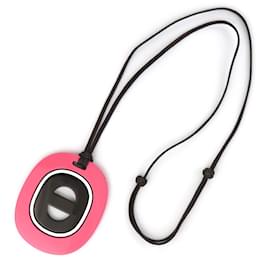 Hermès-Lacquered Wood & Horn Fidelio Necklace-Pink