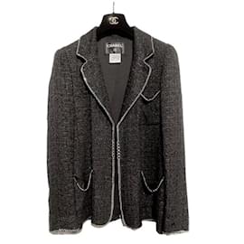Chanel-Black tweed and silver filament blazer-Black