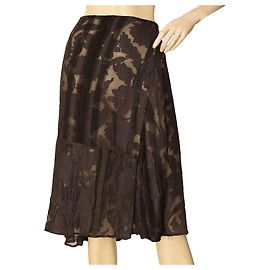 Dries Van Noten Anthrazitgrauer Devore-Seiden-Leinen-Knierock mit Blumenmuster 40 Anthrazitgrau