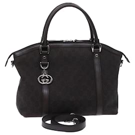 Gucci-Gucci GG Canvas Hand Bag 2forma Brown Auth 49293-Castaño