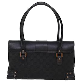 Gucci-GUCCI GG Canvas Hand Bag Black Auth 49297-Black