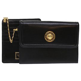 Gianni Versace Wallet Leather Black Auth bs7139 Black
