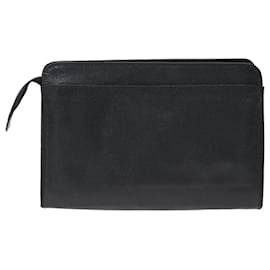 Valentino-VALENTINO Clutch Bag Leather Black Auth bs7149-Black
