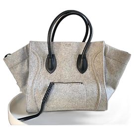 Bolsa Céline Phantom Luggage em lã e couro preto Preto Cinza