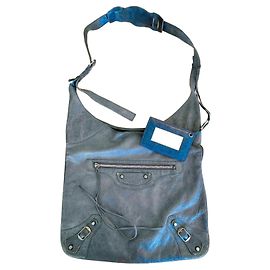 Balenciaga Leather Handbag Blue Grey Blue Grey