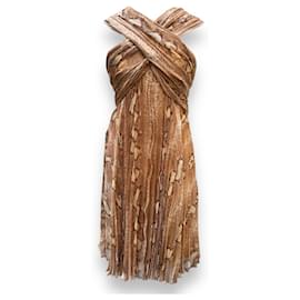 Christian Dior Seidenkleid mit Python Print Braun Braun
