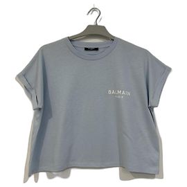 Top Balmain de algodão azul claro Azul claro