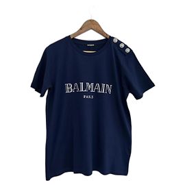 Top Balmain de algodão azul Azul