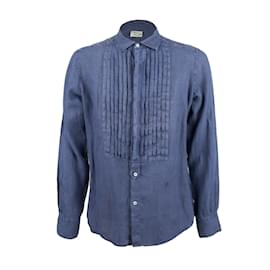 Autre Marque-Bagutta Shirt with Pleats-Blue