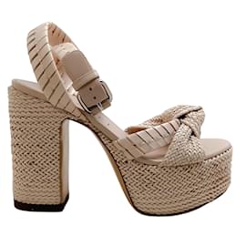 Casadei-Casadei Natural Hanoi Berenice Platform Sandals-Beige