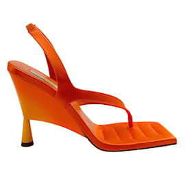 Autre Marque-GIA / RHW Orange Satin Rosie 12 Wedge sandals-Orange
