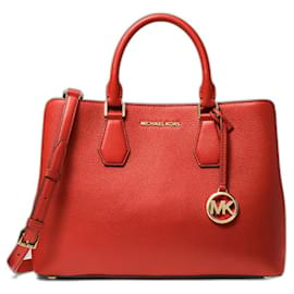 Michael Kors-Camille large handbag in grained leather-Red