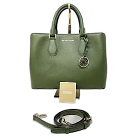 Michael Kors-Camille large handbag in grained leather-Green
