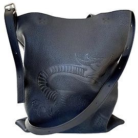 Loewe Dragon shopping bag black grained leather Black