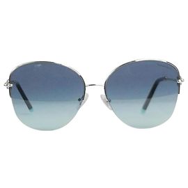 Tiffany & Co Gafas de sol sombreadas de metal plateado Plata