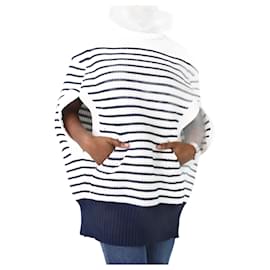 Sacai-Blue striped knit hoodie - size-Blue