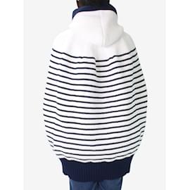 Sacai-Blue striped knit hoodie - size-Blue