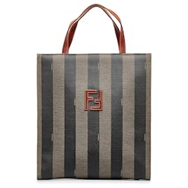 Fendi-Fendi Brown Pequin 2WAY tote-Brown