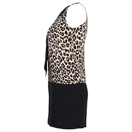 Maje-Maje Neck Bow Mini Dress in Leopard Print Silk-Other