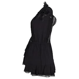 Ulla Johnson-Ulla Johnson Mini-robe à volants en coton noir-Noir
