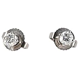 Tiffany & Co-TIFFANY & CO. Orecchini a bottone con diamanti in metallo color oro bianco-Argento,Metallico