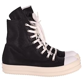 Rick Owens-Rick Owens Drkshdw SS14 Tênis Ramones de cano alto em lona de algodão preta-Preto