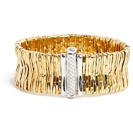 Autre Marque-Orlandini Yellow Gold Mesh and Diamonds bracelet-Golden