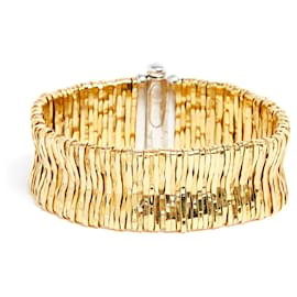 Autre Marque-Orlandini Yellow Gold Mesh and Diamonds bracelet-Golden