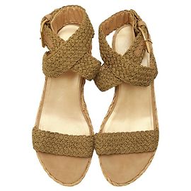 Stuart Weitzman Brown Strappy Espadrille Wedge Platform Sandales Chaussures taille 39.5 Marron