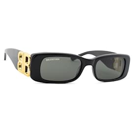 Balenciaga-BALENCIAGA UNISEX BB SUNGLASSES0096S Black Gold hardware-Black,Gold hardware