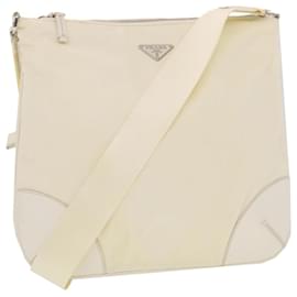 Prada-PRADA Shoulder Bag Nylon White Auth 43765-White