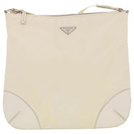 Prada-PRADA Shoulder Bag Nylon White Auth 43765-White
