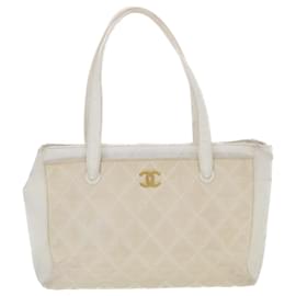 Chanel-CHANEL Borsa tote Matelasse Wild Stitch Tela Beige CC Auth 43309-Beige