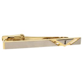 SAINT LAURENT Fermacravatta Metallo Oro Argento Aut ep1251 Argento D'oro