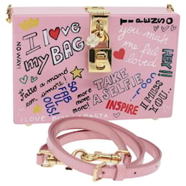 Dolce & Gabbana-DOLCE&GABBANA Sac à bandoulière en acrylique imprimé graffiti en plastique rose Auth 49317A-Rose,Multicolore