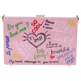 Dolce & Gabbana-DOLCE&GABBANA Acrylic Graffiti Printed Box Shoulder Bag Plastic Pink Auth 49317a-Pink,Multiple colors
