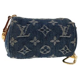 LOUIS VUITTON Monogram Denim Trousse Speedy Pouch Blue M95082 LV Auth 49707a Blue