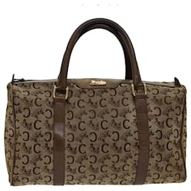 Céline-CELINE C Macadam Canvas Hand Bag Canvas Leather Brown Beige Auth 49314-Brown,Beige