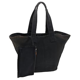 Hermès-HERMES Panniedo Plage Sac à main Toile Noir Auth bs6931-Noir